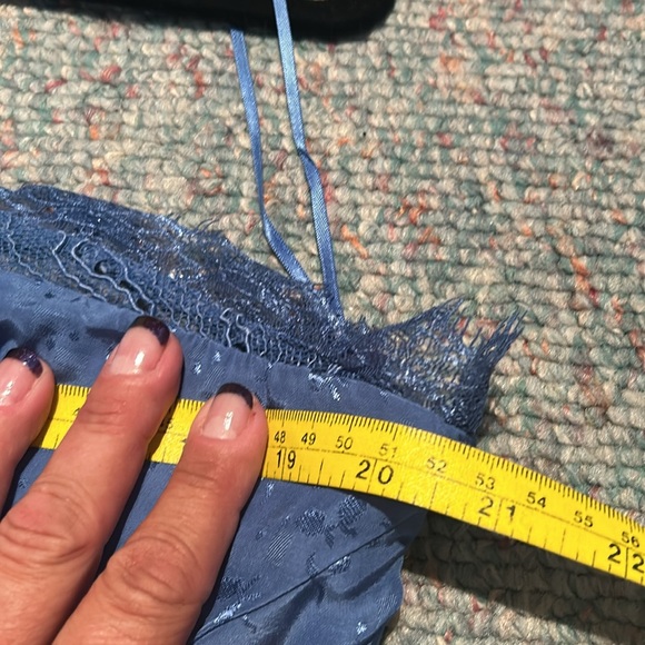 NWT Anthropologie Asymmetrical Lace Blue Maxi Dress Size 16 - Picture 9 of 15